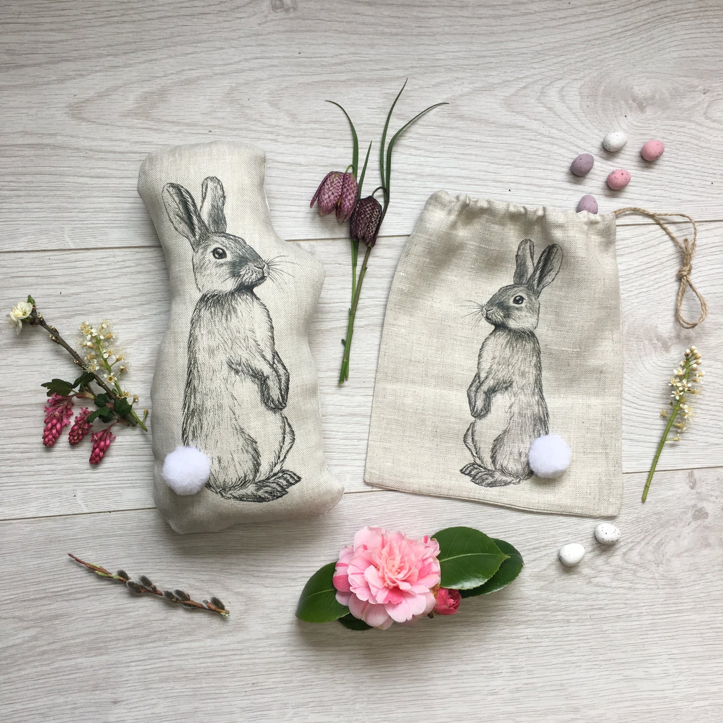 Bunny Rabbit Linen Cushion