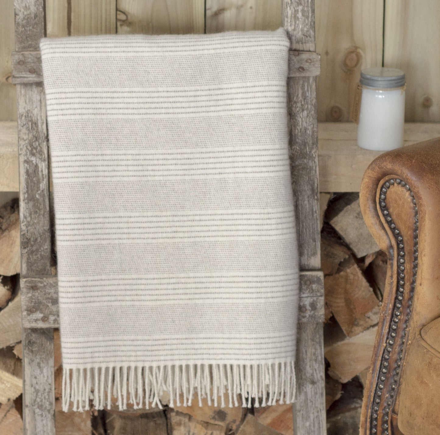 ' Natural Stripe ' Alpaca and Merino Wool Throw