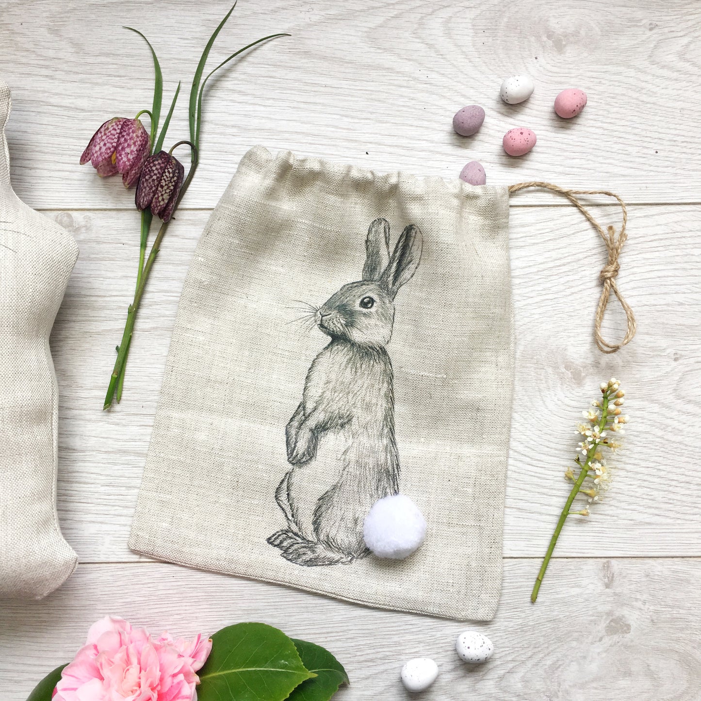 Easter Bunny Rabbit Hessian Bag