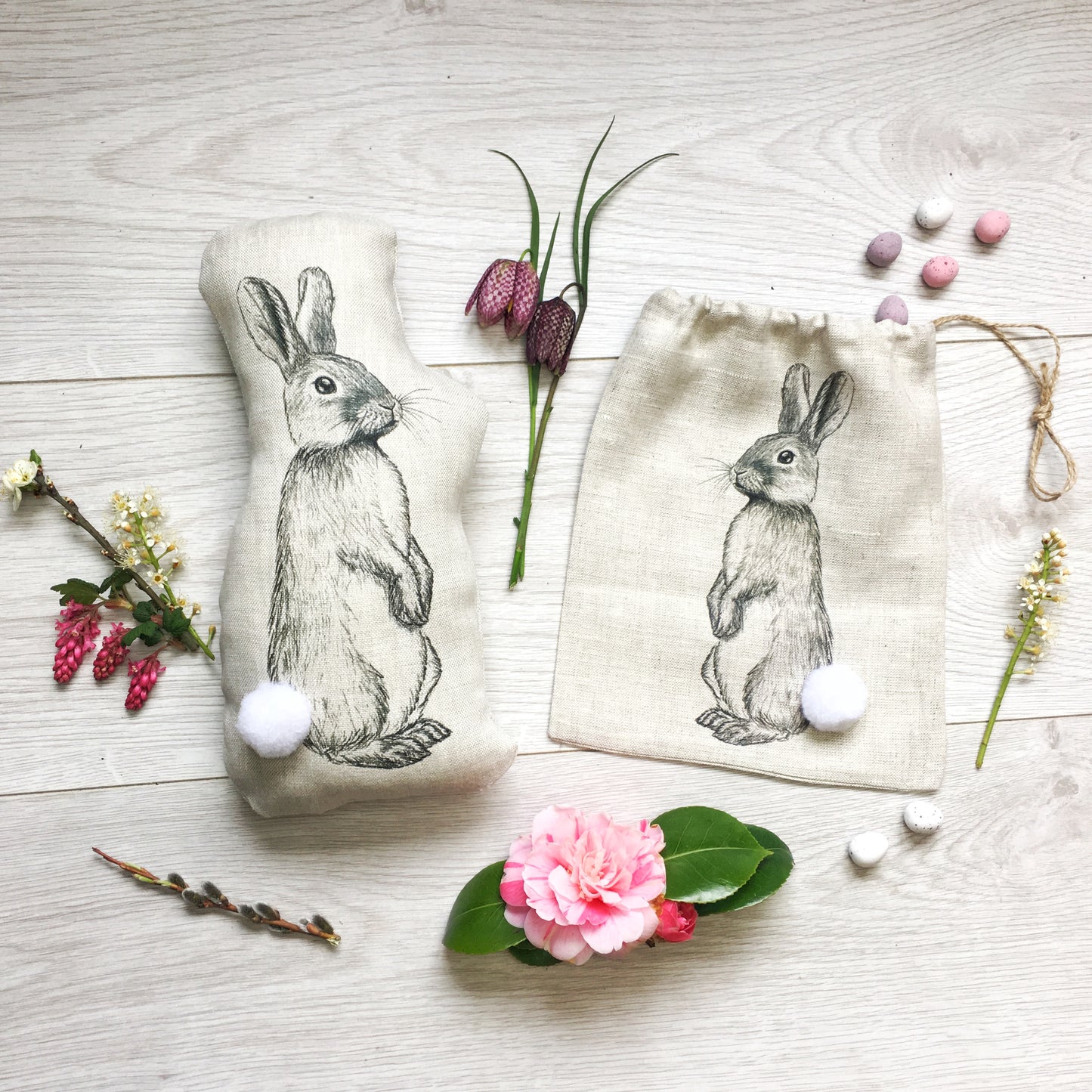 Bunny Rabbit Linen Cushion