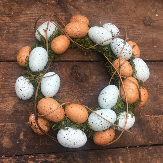 Blue & Natural Egg Moss Wreath