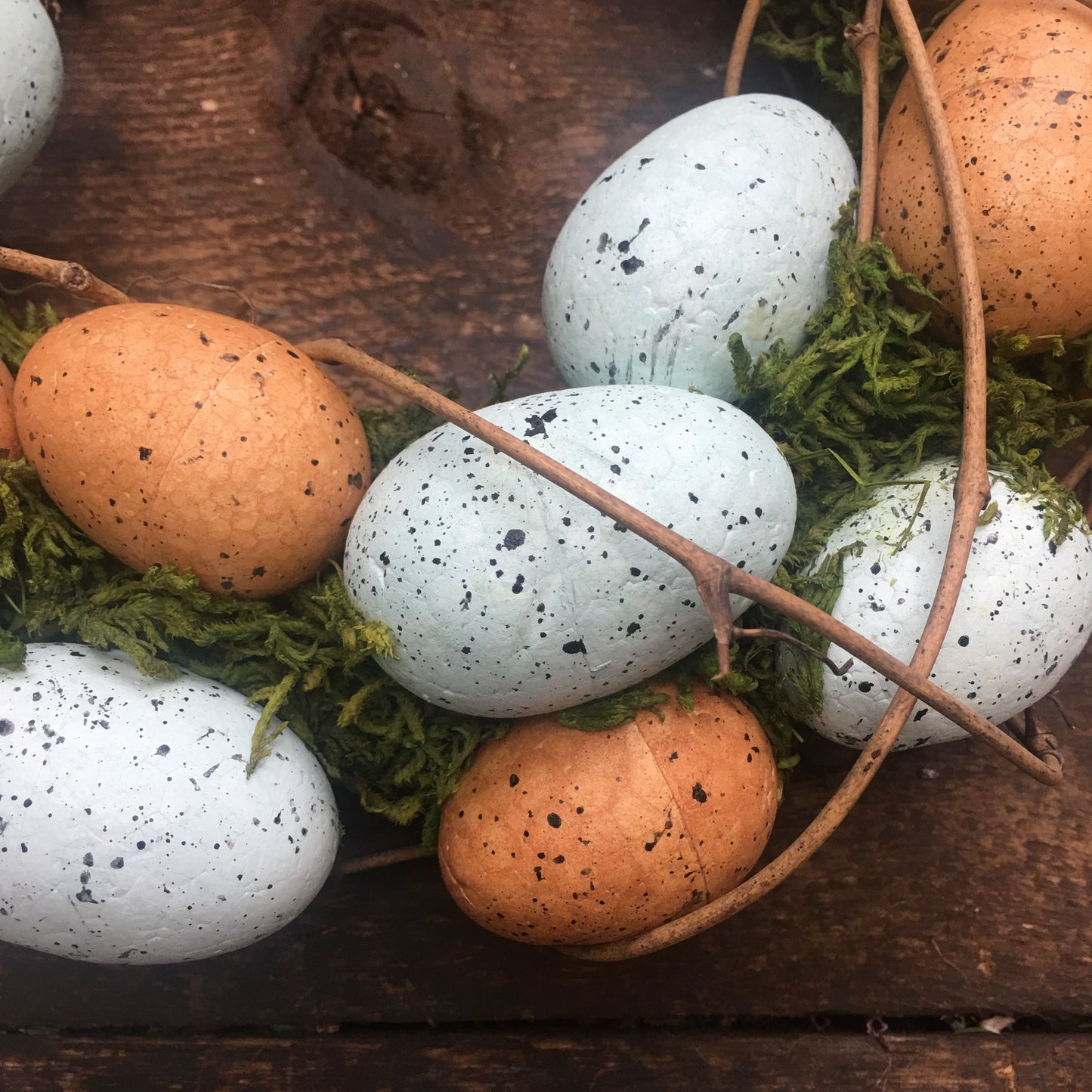 Blue & Natural Egg Moss Wreath