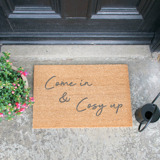 Come in & Cosy up Grey Doormat