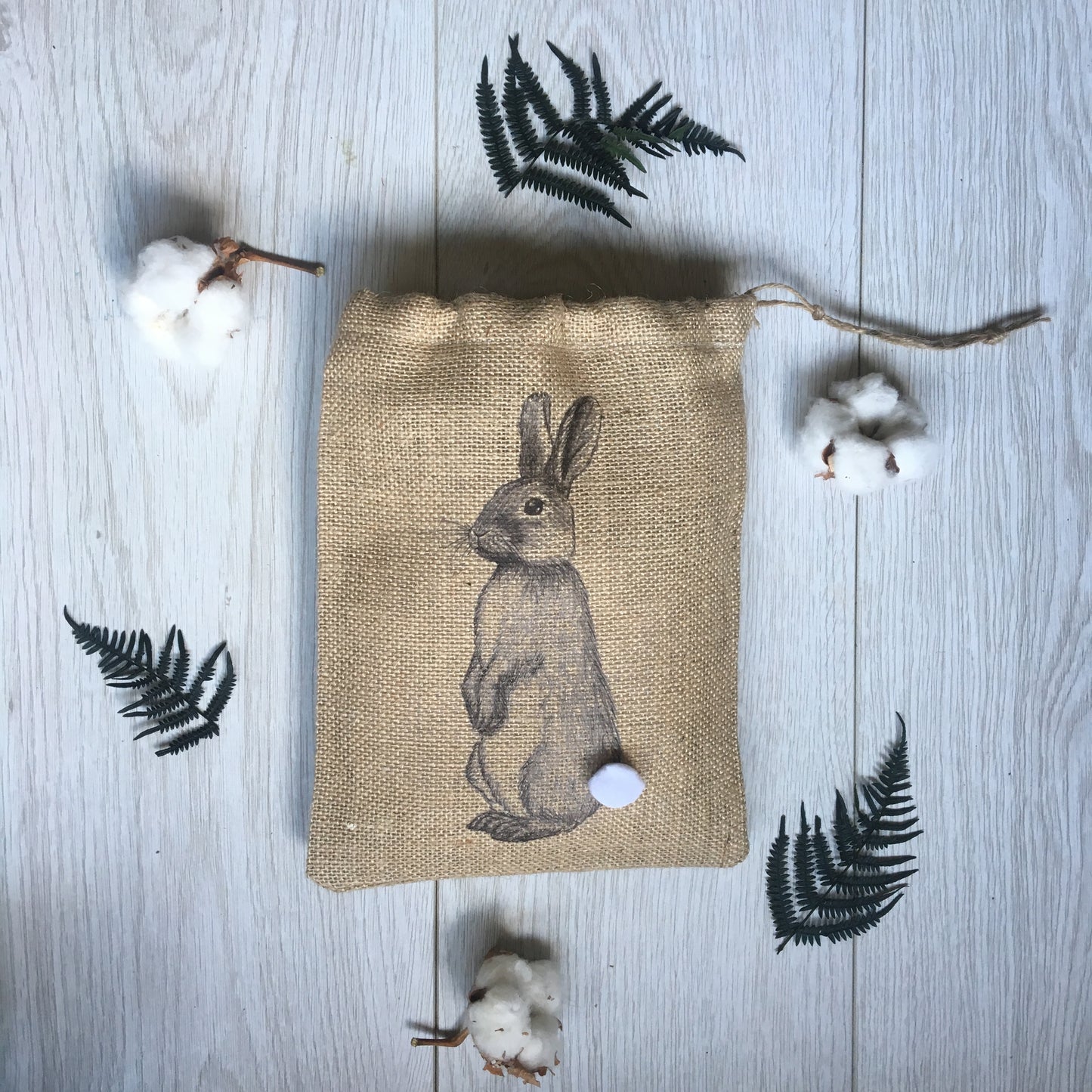 Easter Bunny Rabbit Hessian Bag