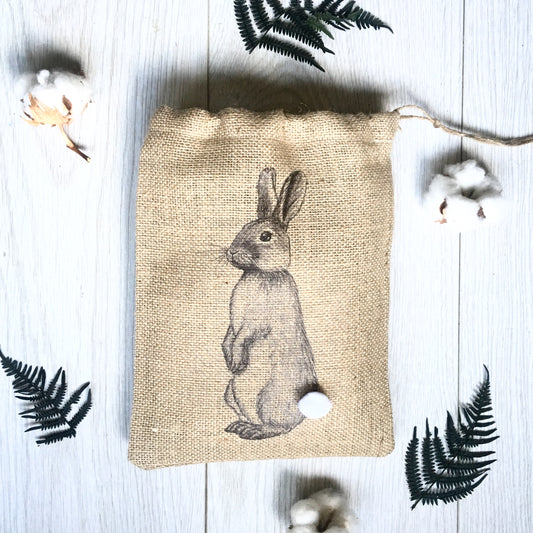 Easter Bunny Rabbit Hessian Bag