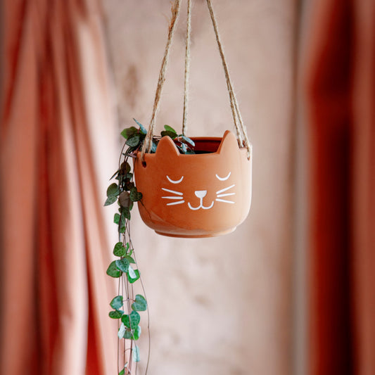 Cat Terracotta Hanging Planter