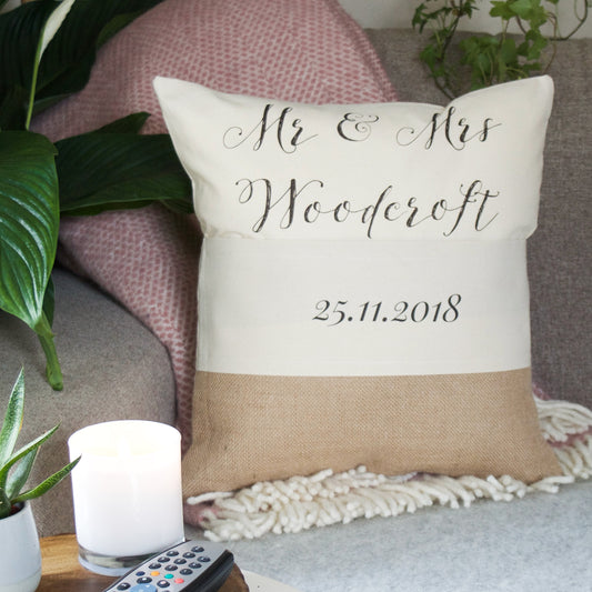 Personalised Mr & Mrs Pocket Cushion