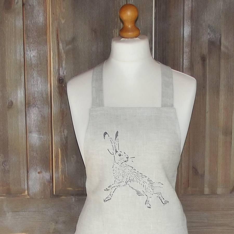 ' Hare ' 100% Irish Linen Apron