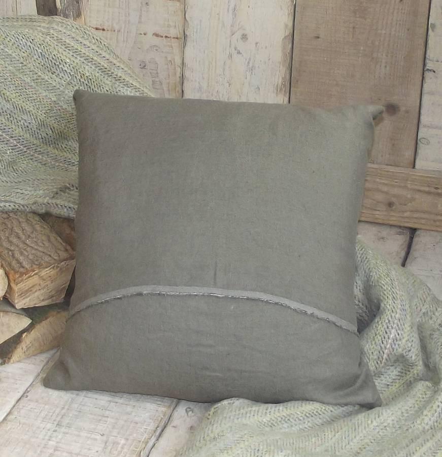 ' Khaki Luxury Irish Linen ' Cushion