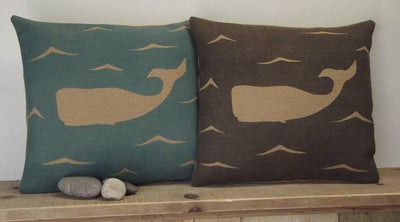 ' Moby Dick The Whale ' Cushions (Blue & Charcoal)