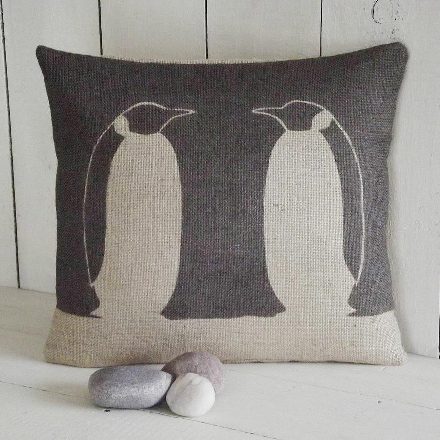 ' Penguin ' Cushion (Charcoal)