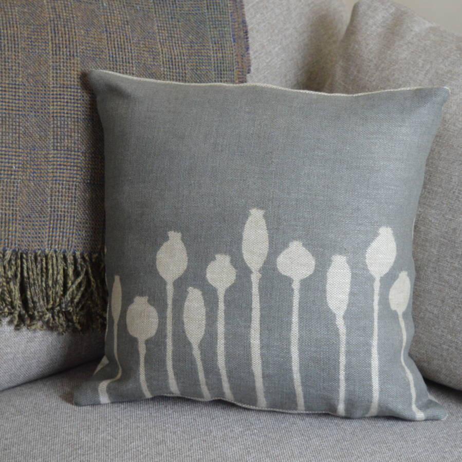 ' Poppy Seed Head ' Linen Cushion