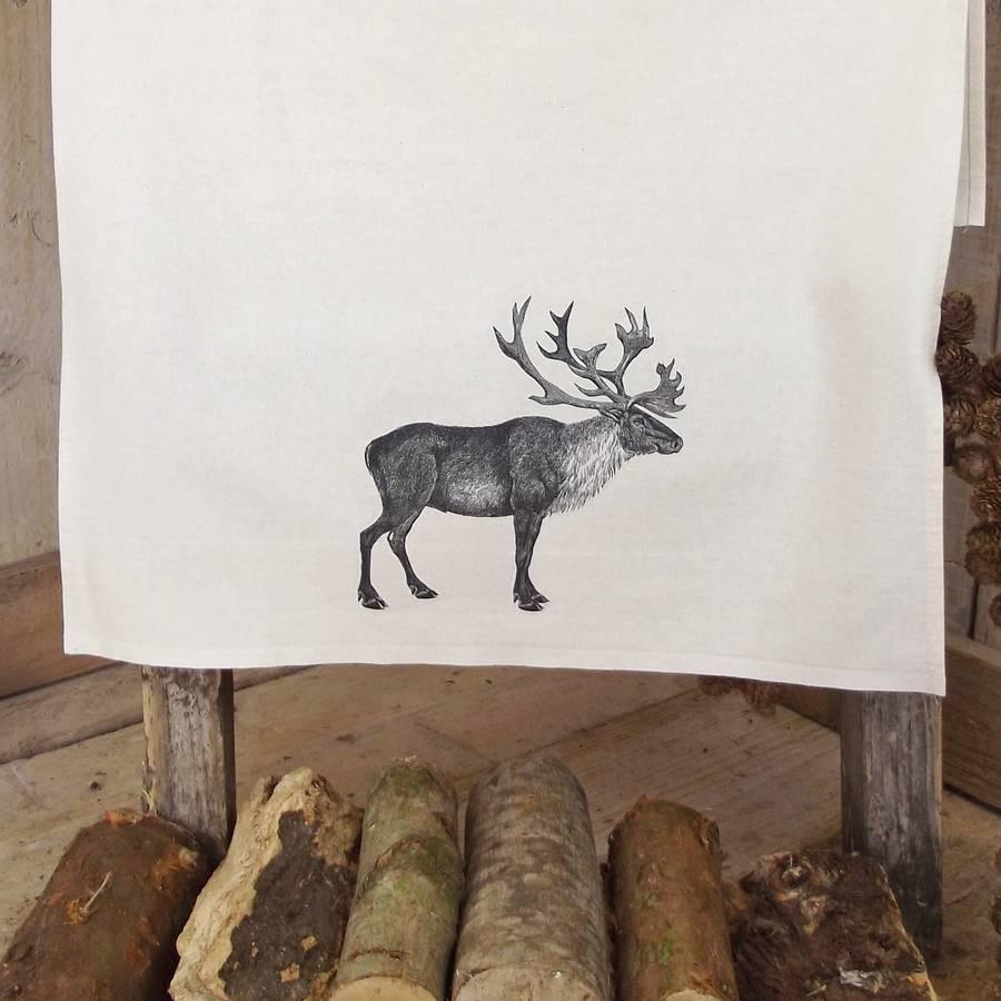 ' Reindeer ' 100% Irish Linen Tea Towel