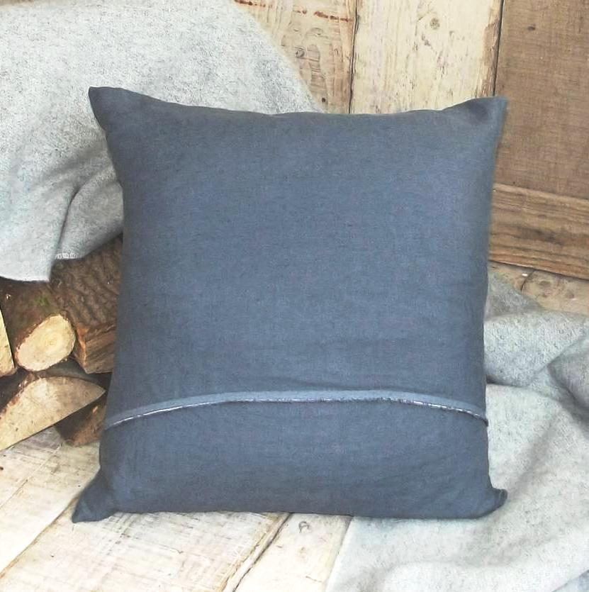 ' Slate Grey Washed Irish Linen ' Cushion