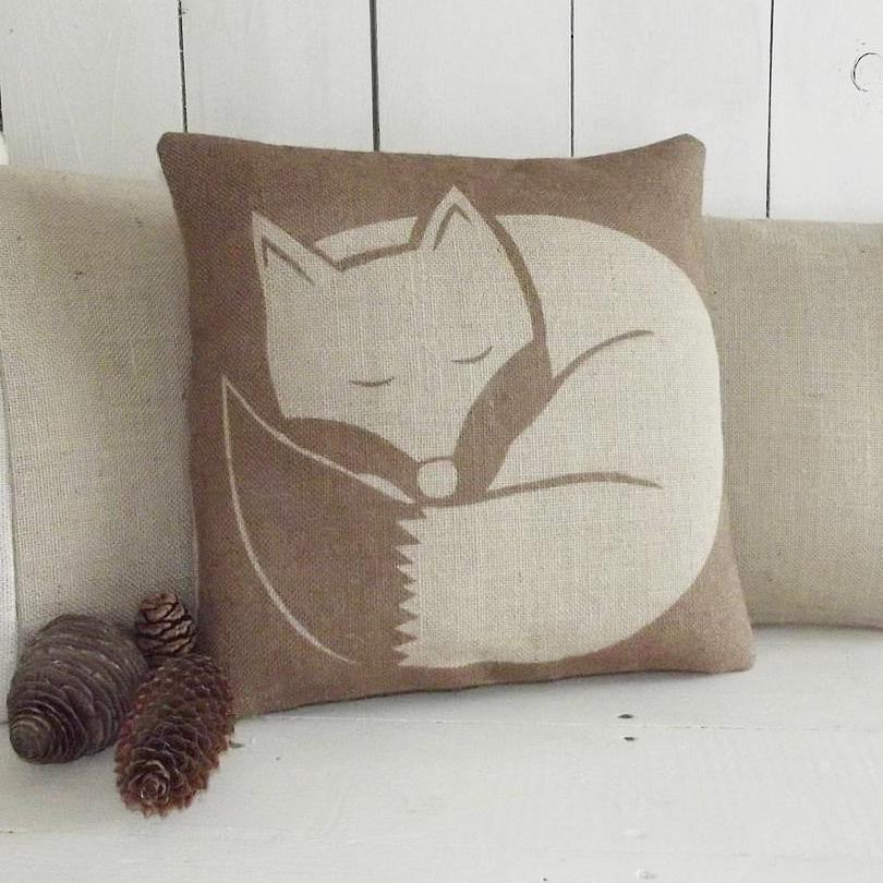 ' Chestnut Sleeping Fox ' Cushion